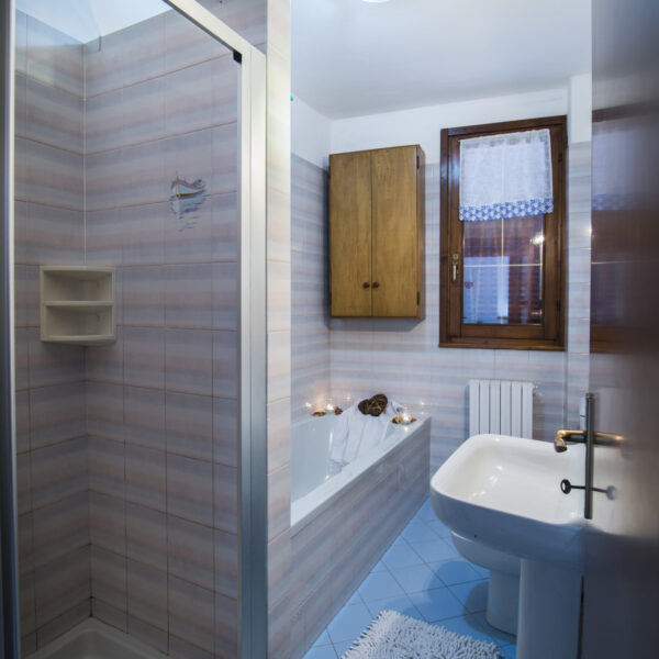 Bathroom with tub and shower